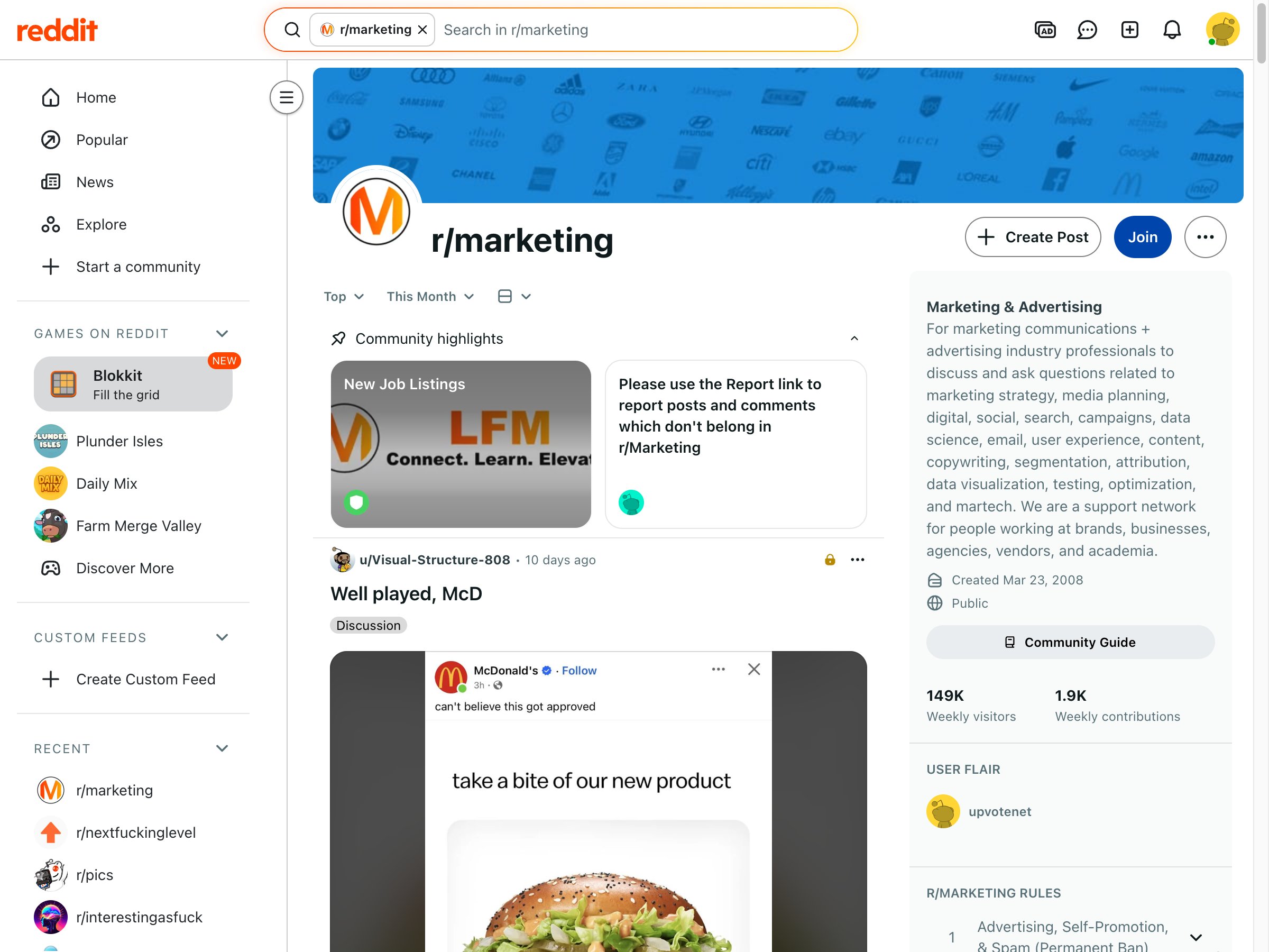 Screenshot of an SEO-related subreddit feed showing posts with comment counts and engagement metrics — the type of data analyzed in this 1,730-comment study