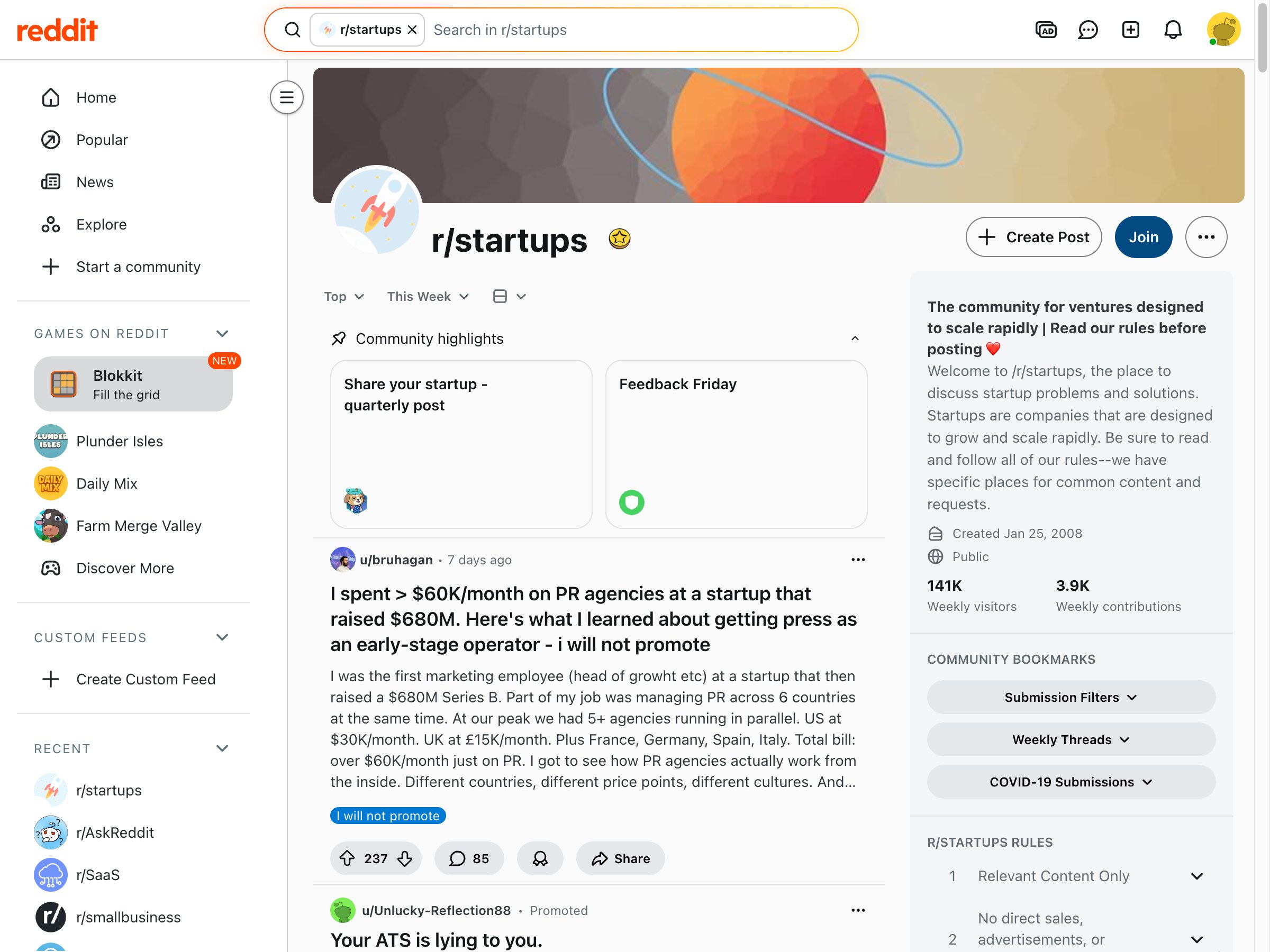 Screenshot of a Reddit thread showing how upvote counts and comment engagement determine which contributions get visibility — the dynamic at the heart of comment marketing