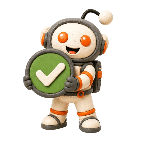Reddit GEO Service delivery mascot with checkmark report